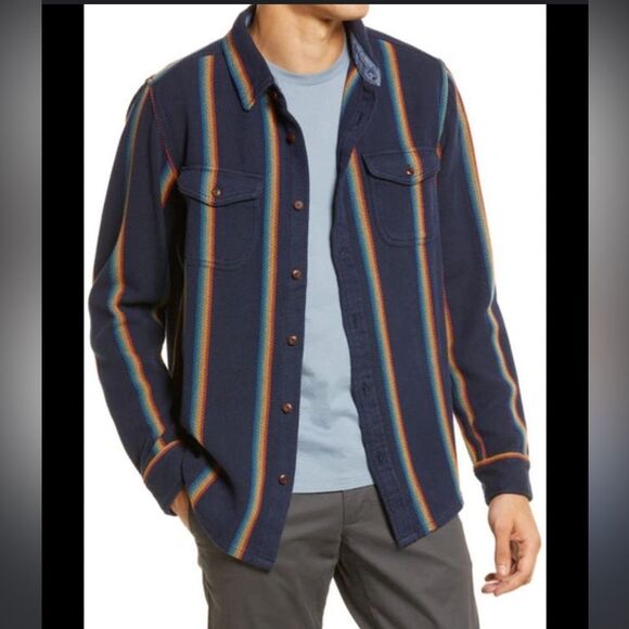 NWT Outerknown Men's Blanket Shirt Blue Navy Size M - Picture 1 of 10